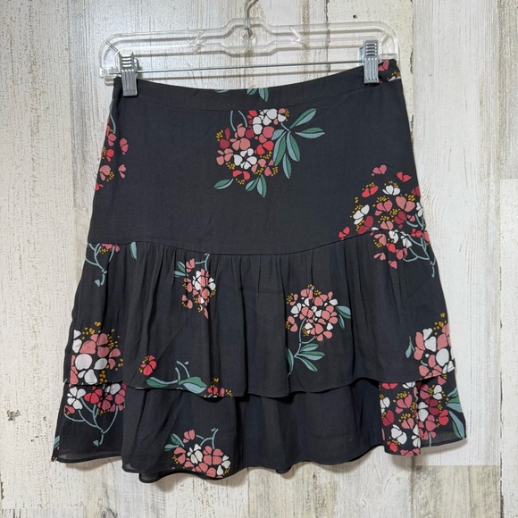 LOFT Dresses & Skirts - LOFT Black Floral Tiered Midi Skirt